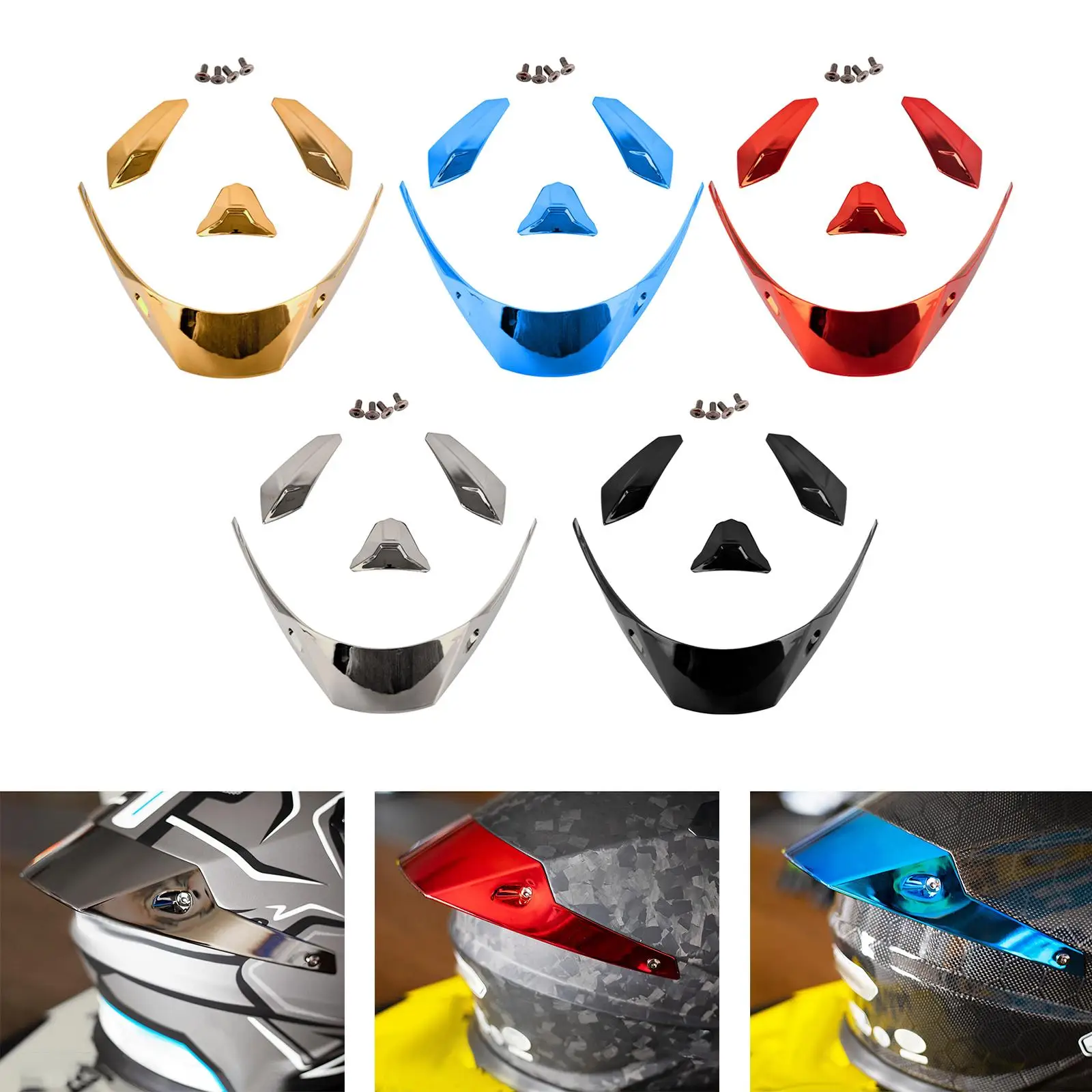 4 Pieces Motorbike Helmet Spoiler Durable Tail Accessories Spare Parts Trim Helmet Adornment