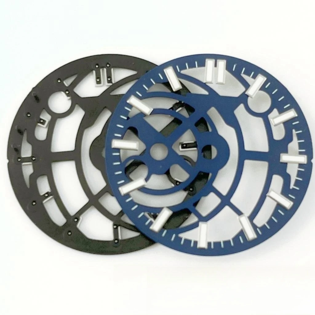 NH35 Dial 28.5mm Black/Blue Sterile Hollow Watch Dial Blue Luminous Fit NH35 NH36 NH70 NH72 Movement Watch Accessories