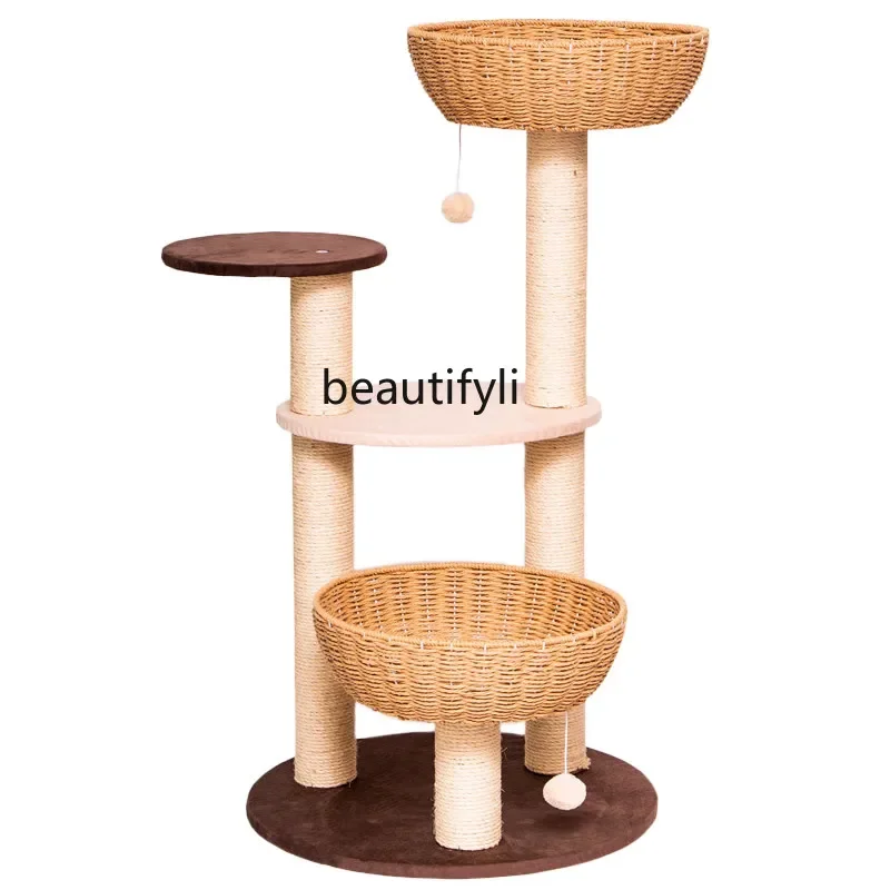 

Cat Nest Tree Integrated Chamfer Sisal Luxury Jumping Platform Climbing Handmade Vine Woven Villa Weaving