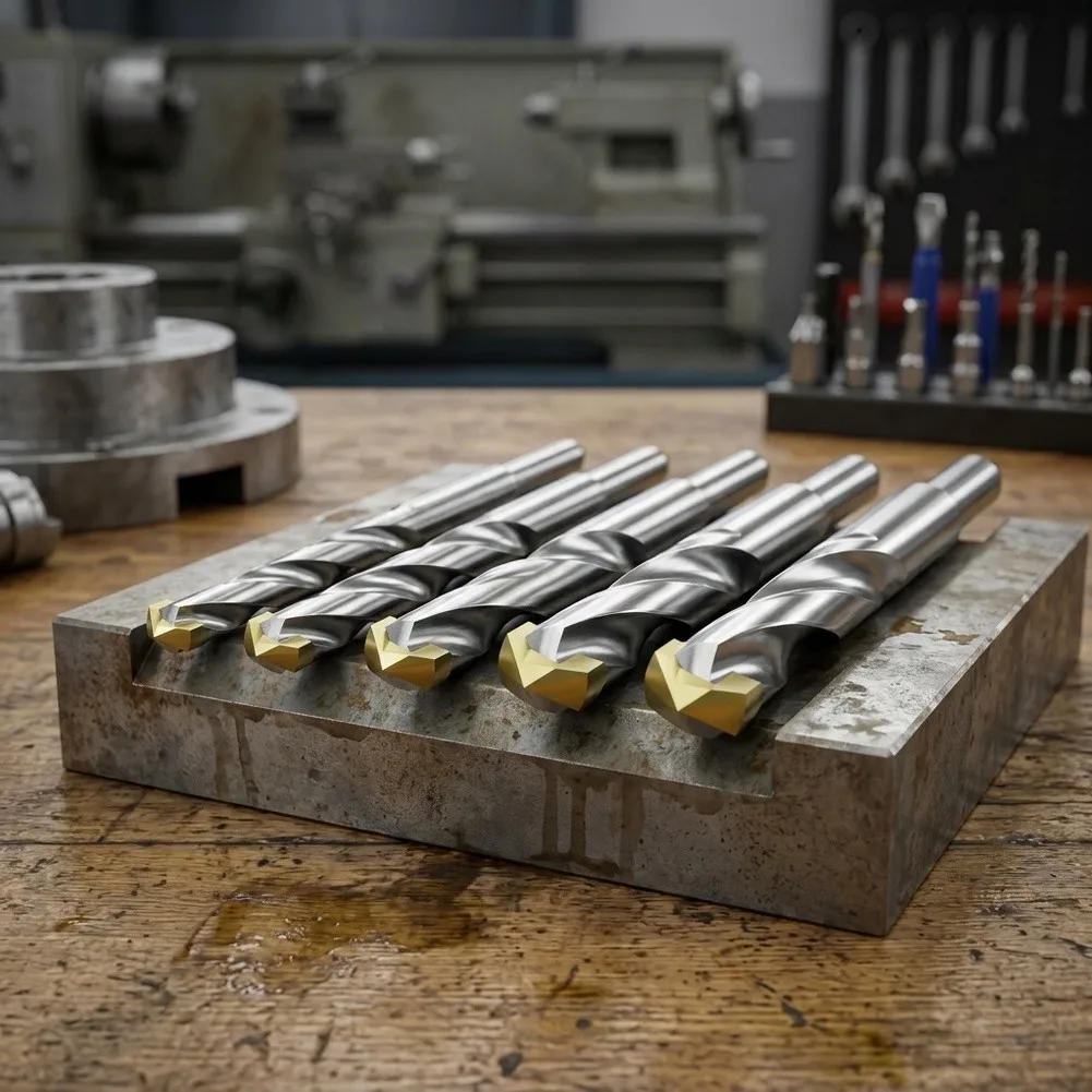 Steel Straight Shank Carbide Drill Bits 5-Piece Set for Multi-Material Use Including Stainless Steel Aluminum Iron Wood Plastic