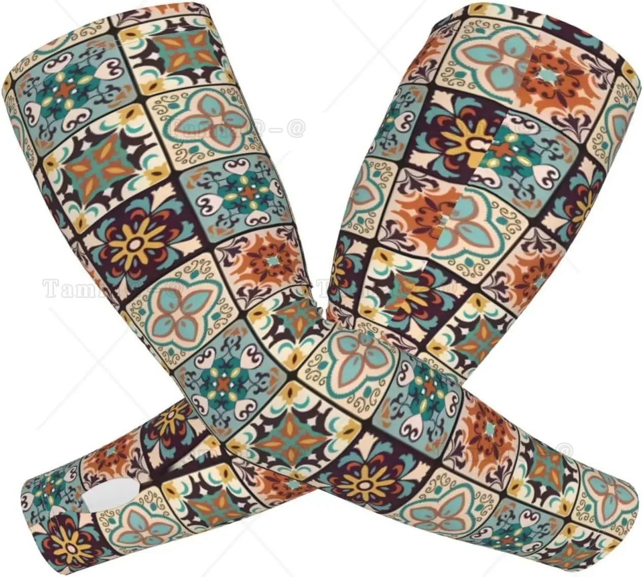 Vintage Floral Bohemian Print Arm Sleeves Cooling UV Sun Protection Sports Compression for Men Women Golf Basketball Arm Sleeves