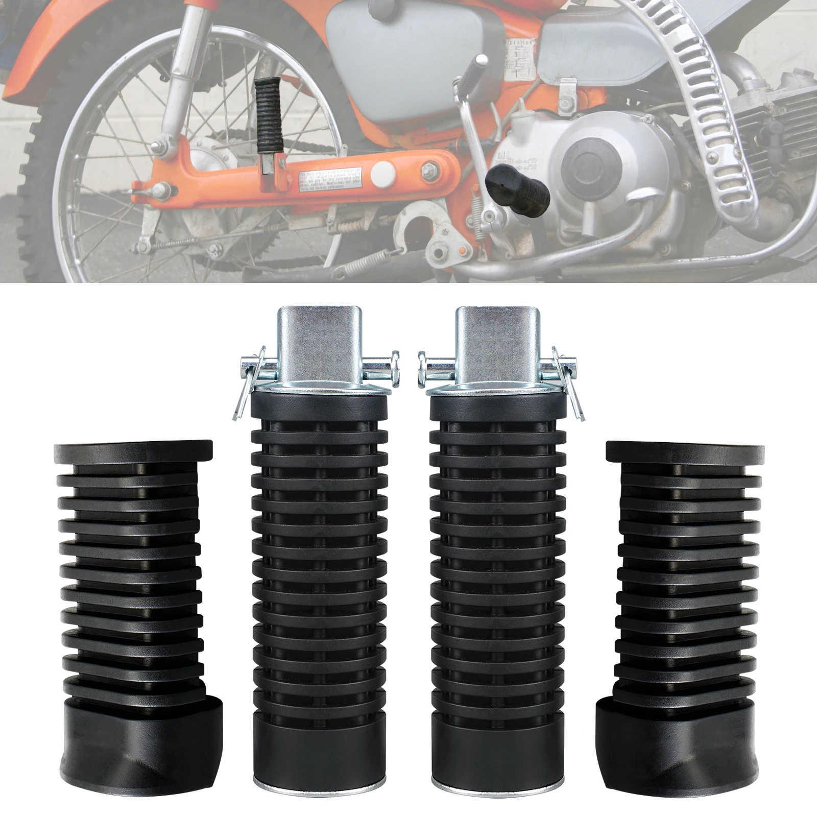 Motorrad-Fußrasten/Gummiabdeckungen für Honda CT90 1971–1979 CL100 70–72 CL100S 72–73 CL90 1967 CL77 1966 CA175 1969 CB100 1972