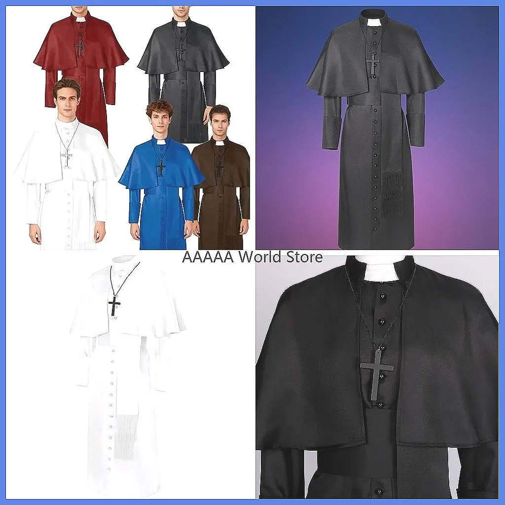 Costume de prêtre médiéval, robe de cérémonie catholique pour pasteur d'église, missionnaire, clergé