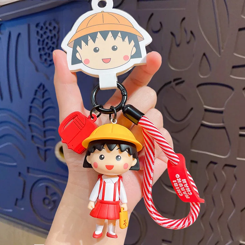 Chibi maruko-chan bonito dos desenhos animados série brinquedos chaveiro saco corrente pendurado bonito carro chaveiro um presente de aniversário para