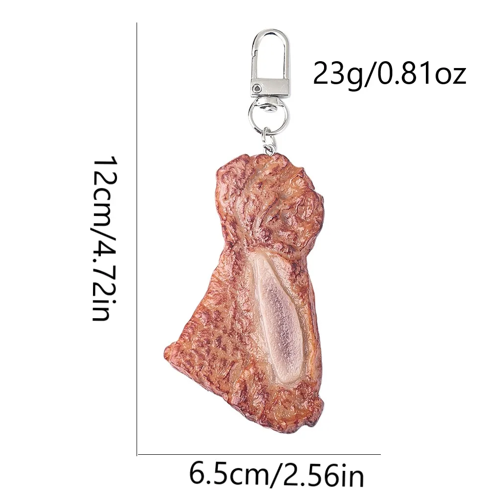 Simulation Meat Food Keychain Lifelike Steak PVC Model Children Toys Car Key Ring Bag Pendant Restaurant Souvenir Jewelry Gift