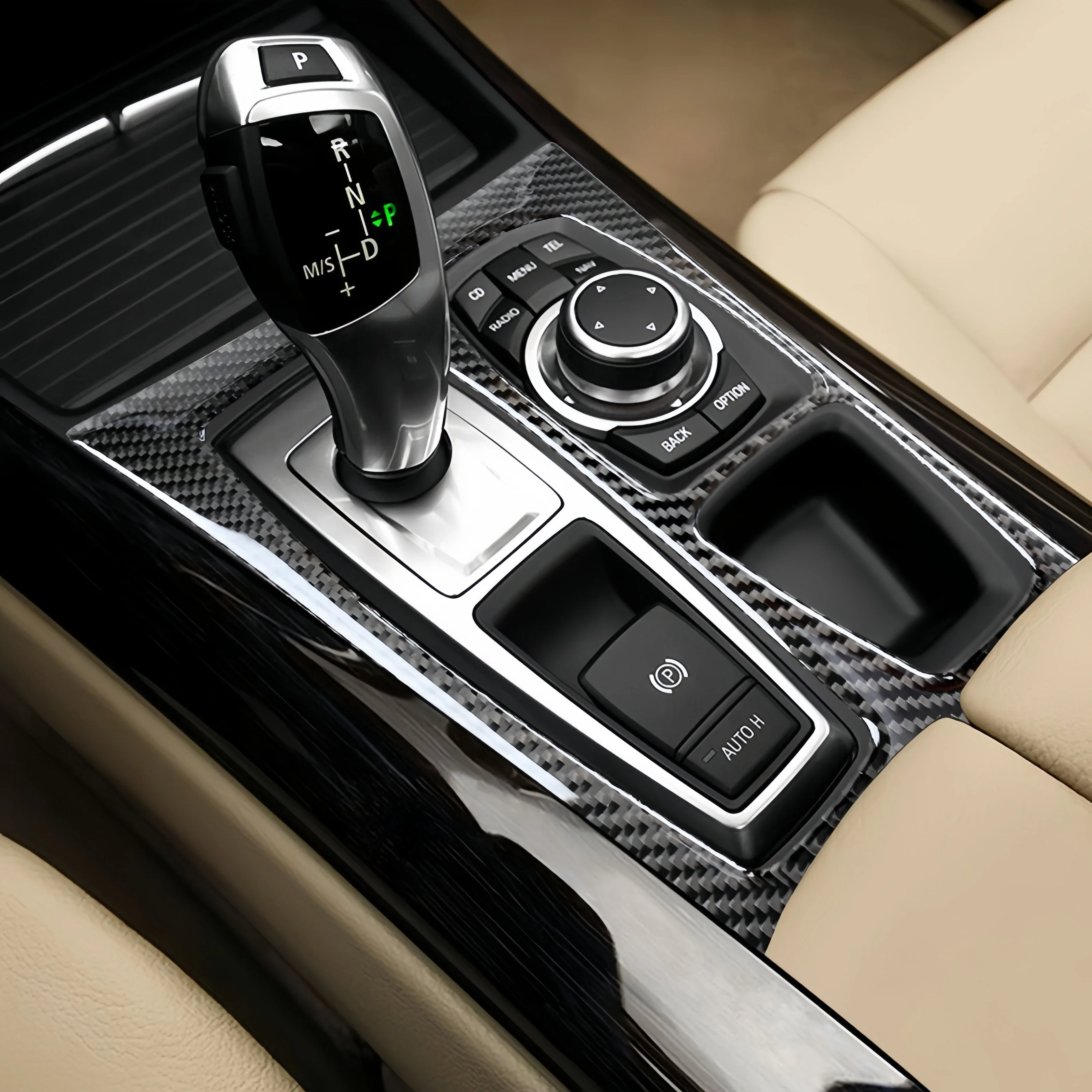 

For BMW X5 E70 2007-2013 For BMW X6 E71 2008-2014 Carbon Fiber Auto Interior Gear Shift Box Panel Cover Trim Accessoire Voiture