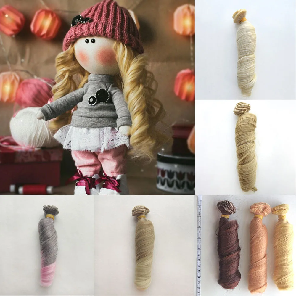 Doll Wigs Accessories 15*100CM Synthetic Fiber Doll Hair for 1/3 1/4 1/6 1/8 1/12 Gradient Color Natural BJD Doll Wig DIY