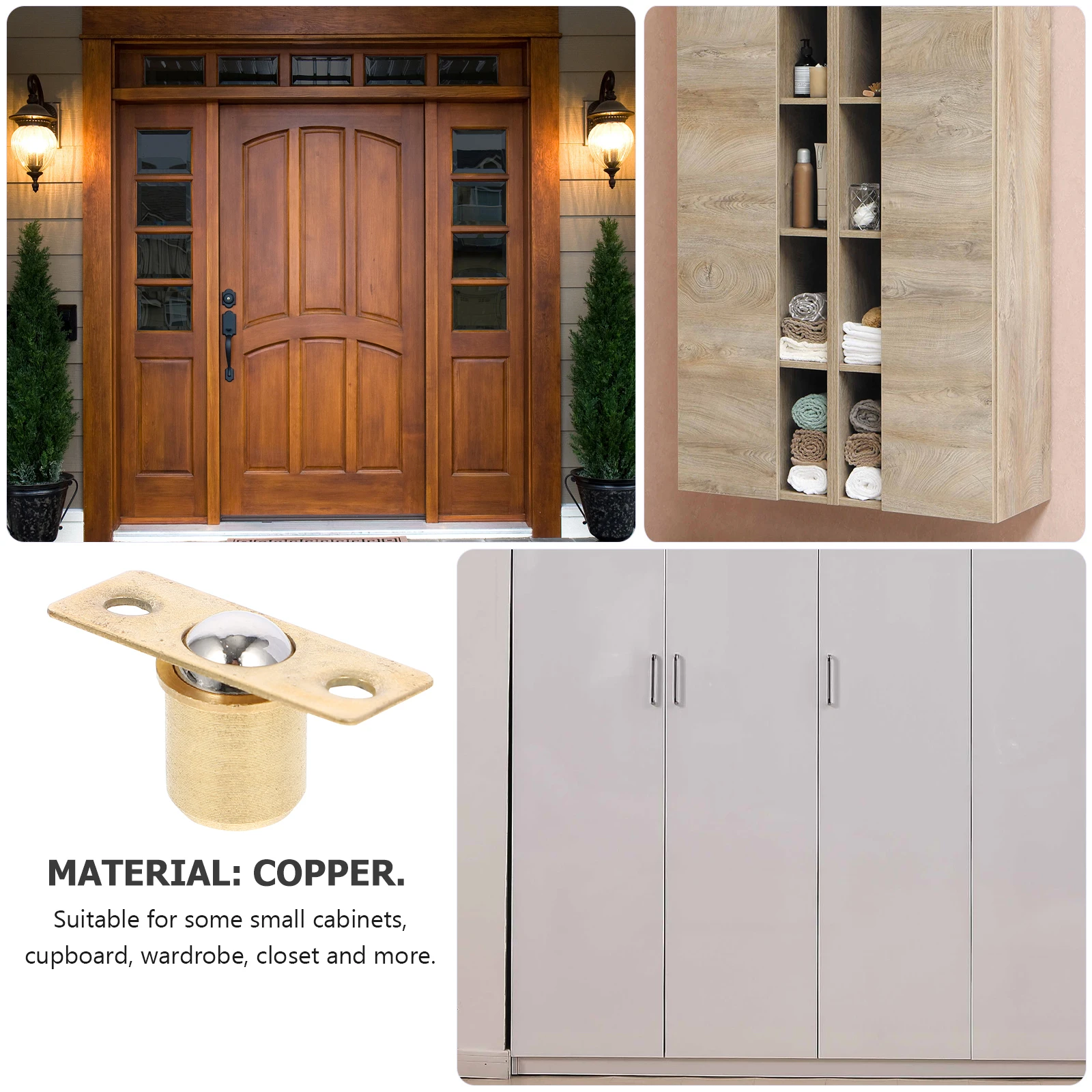 

10 Pcs Copper Door Ball Catches Durable Furniture Cabinet Latch Adjustable Wardrobe Closet Hardware Roller TensionLatch