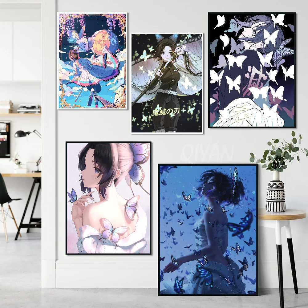 Kochou Shinobu Demon Slayer Girl Poster Stickers Art Wall Murals Decor Game Room Decor Gifts HD Painting