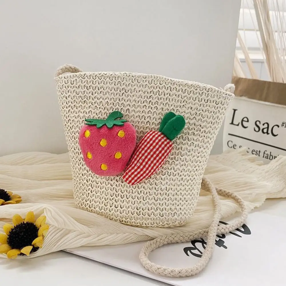 

Kids Cute Daisy Flower Keys Coin Purse Children Handbag Straw Messenger Bag Shoulder Bag Handmade