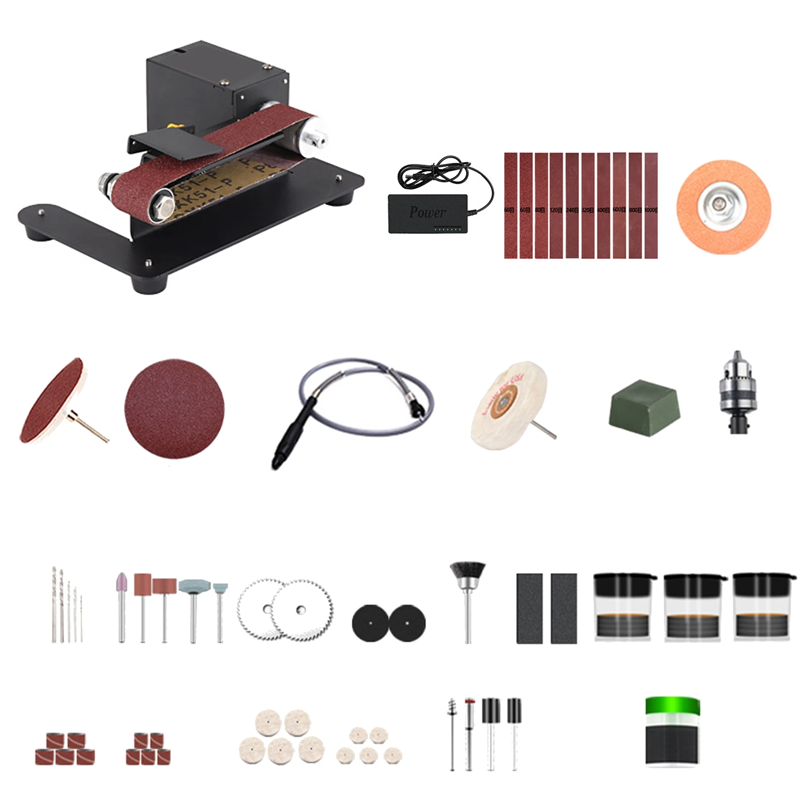 Belt Sander 30*340mm Sanding Belts (1.18x13.38 inch) 10Pcs Belts (60/60/80/120/240/320/400/600/800/1000 Grits, One for Each Type
