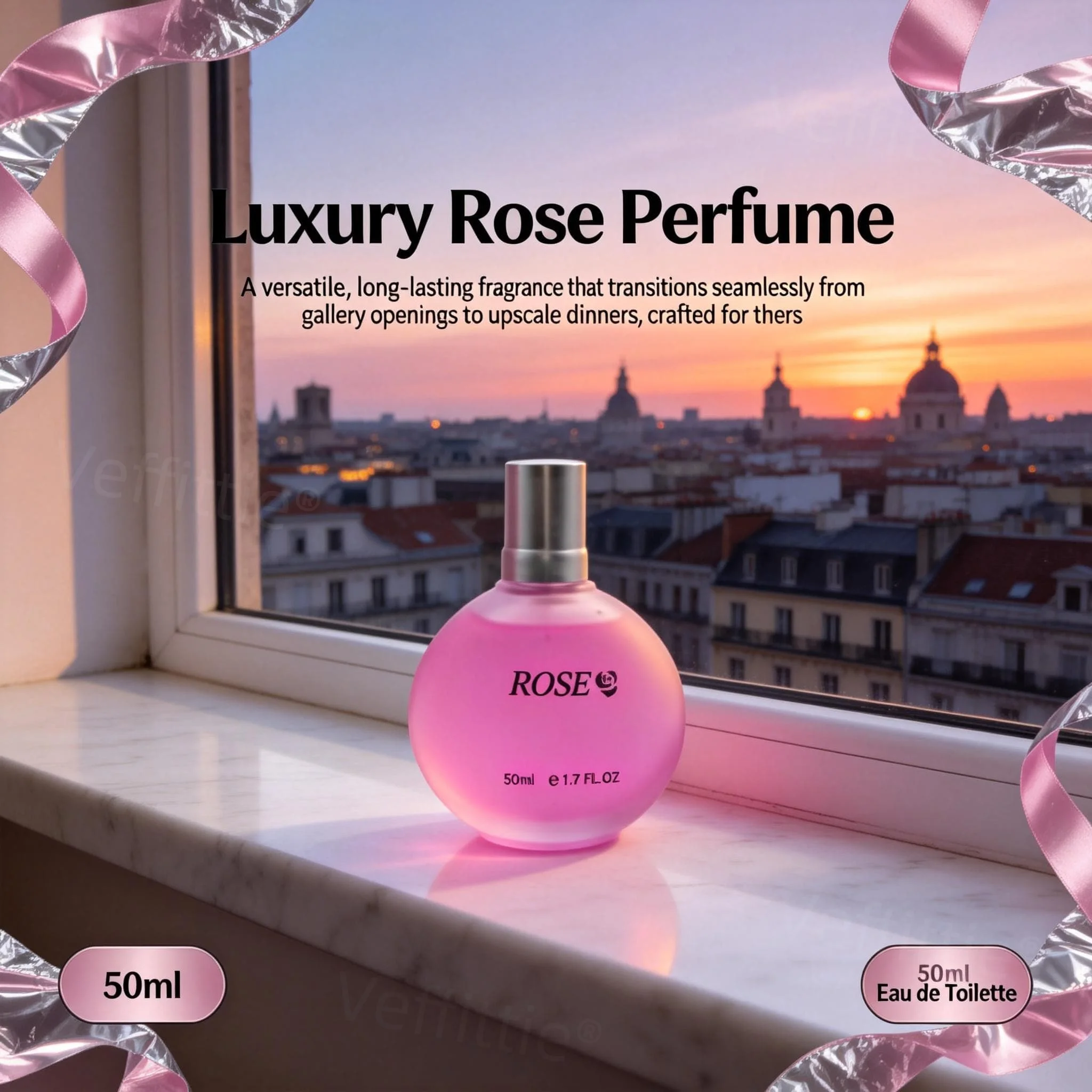 

Romantic Rose Daily Eau de Toilette , Long Lasting Soft Floral Scent, Casual Everyday Wear, Sweet Accent for Romantic Moments