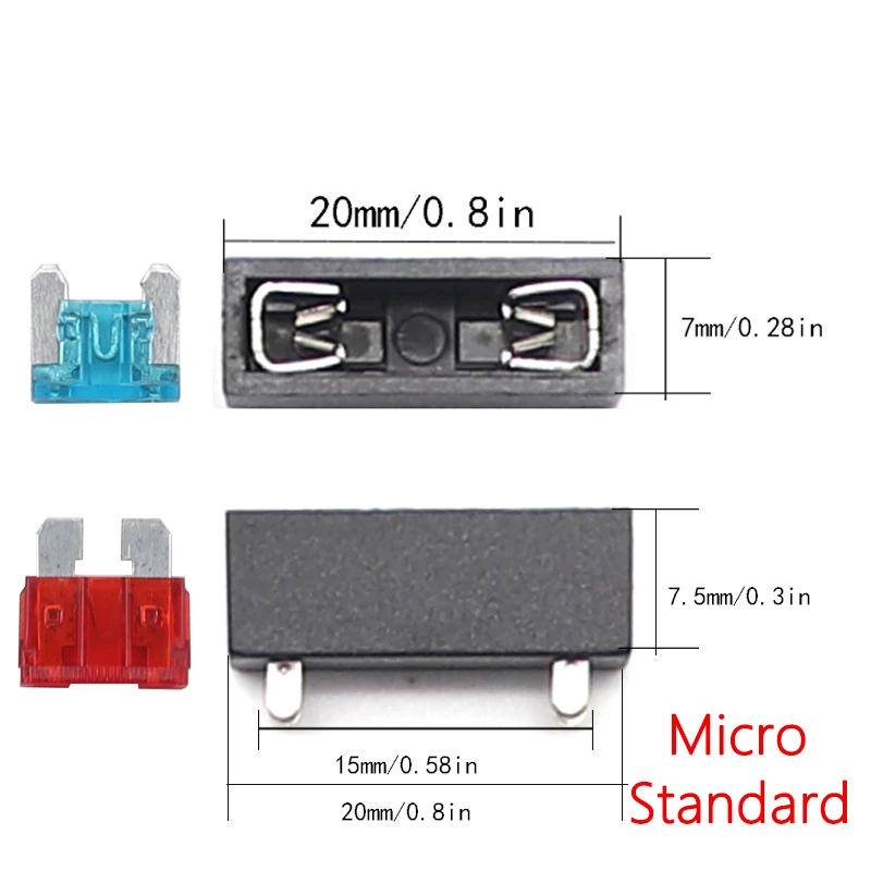 【10-5PCS】Micro Mini Small Medium 250V Car Blade Fuse Holder 4Pin Plastic Clip Fuse Seat PCB Panel Mount Insurance Blocks Safety