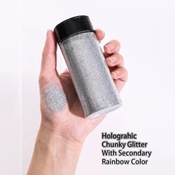 80g 2.85OZ Holographic Nail Glitter Powder Nail Glitter Powder Ultra Fine Glitter, 1/128