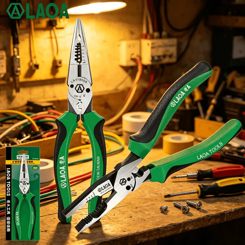 

6 in 1 Multifunction Electrician's Pliers Wire Cutter 1/1.5/2.5/4 Mm² Wire Stripper M3/3.5 Nails Cutter and Grip Crimping Pliers