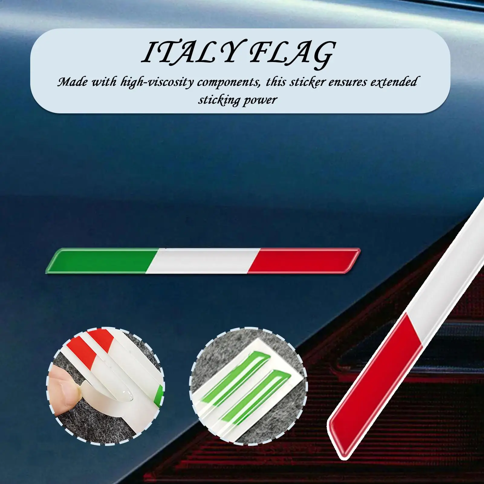 Italian Tricolor Flag Epoxy Decorative Sticker 3D Motorcycle Tank Decals Stickers Case Italian Car Rearview Mirror Decals Stripe