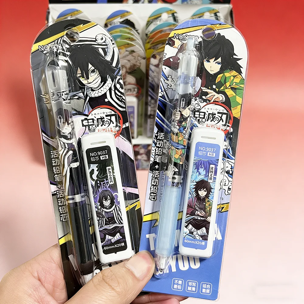 Demon Slayer Themen-Automatikstift-Set 0,5mm Mine für Kunstzeichnen, Schüler- und Bürobedarf, Kindergeschenk, zufällige Auswahl 1/2/4/6 Stück Optionen