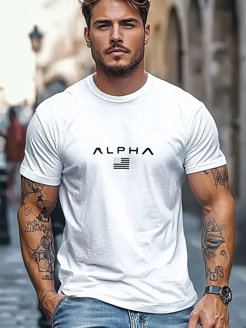 The new men's T-shirt for summer 2025 is breathable lightweight casual and fashionable with letter prints