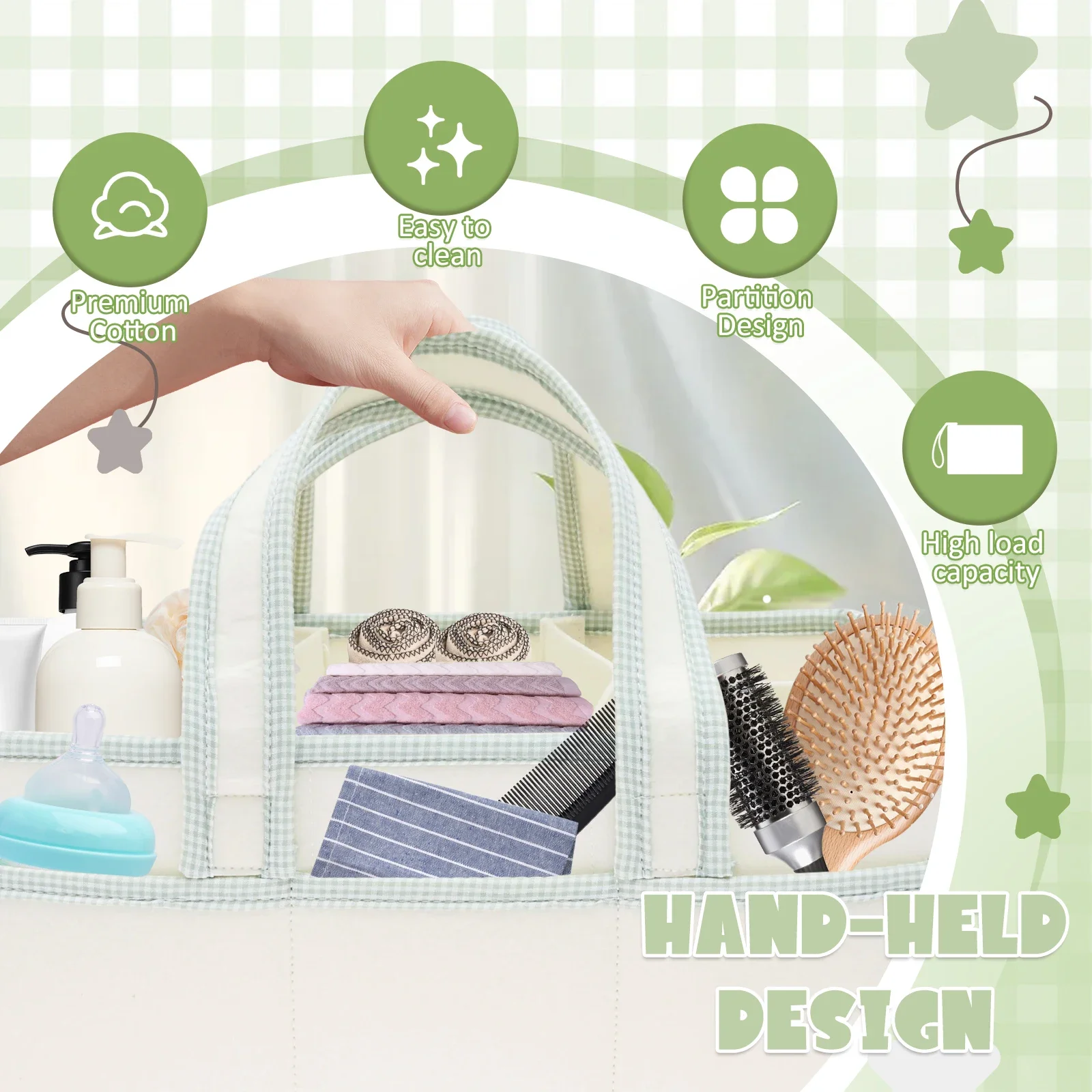 กระเป๋าจัดระเบียบผ้าอ้อมเด็กแบบผ้าสักหลาด พร้อมหูหิ้วและแผ่นกั้นแบบถอดได้ สำหรับพกพาและจัดเก็บในห้องเด็ก