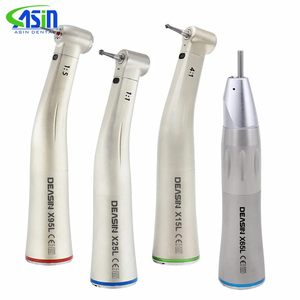 dentistry 1:1/1:5/20:1 Contra Angle Low Speed Handpiece Fiber Optic Straight Contra Angle X25L/X95L Style Air Turbine dental