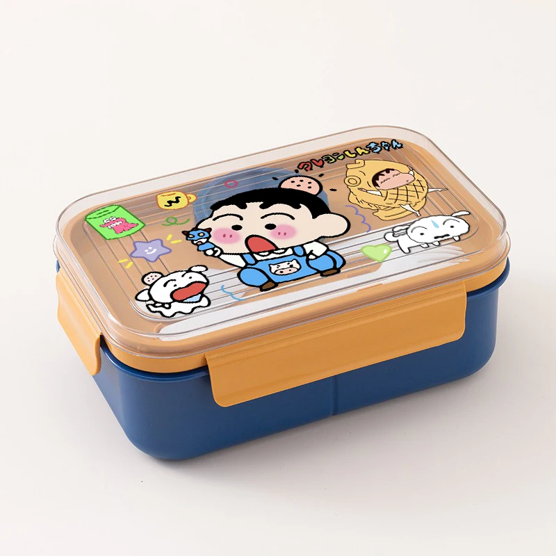 Crayon Shin-chan Bento Boxes Food Containers with Compartment and Tableware Cartoon Lunch Box Work School Microwave Oven Heating