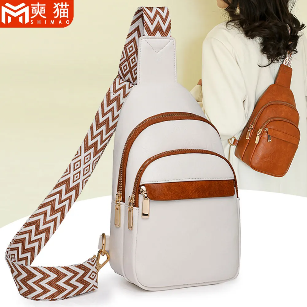 

Casual Crossbody Shoulder Bags For Woman Fanny Pack Girl's Travel Large Capacity Pu Women's Chest Bag Female Belt Sling Bag