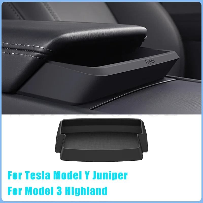 

Center Console Armrest Storage Box For Tesla Model Y Juniper Model 3 Highland Eyeglasses Holder Armrest Tray Silicone Accessory