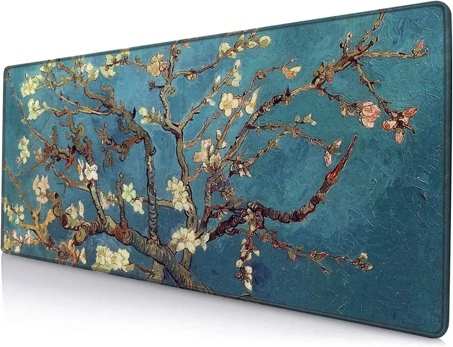 Gaming Mouse Pad Floral Large Flowers Mouse Pads Mousepad with Stitched Edges 31.5x11.8inch Van Gogh Almond Blossoms