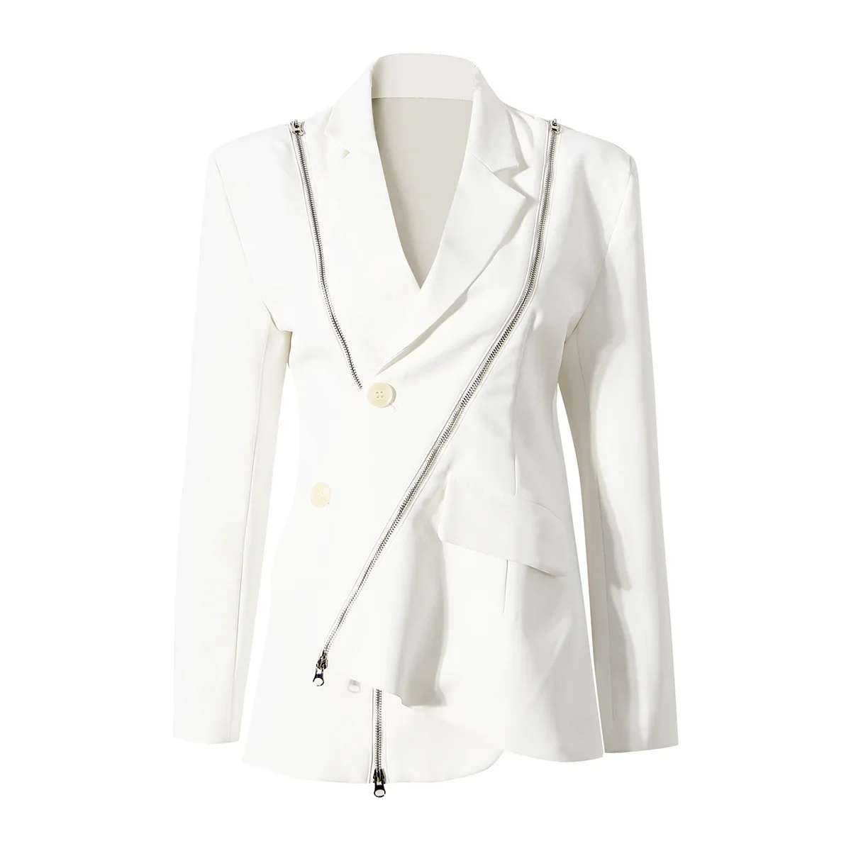 Blazer informal con cremallera para mujer, traje Formal de oficina, ropa de trabajo de negocios, abrigo de moda para niña, vestido de graduación de alta calidad, 1 pieza