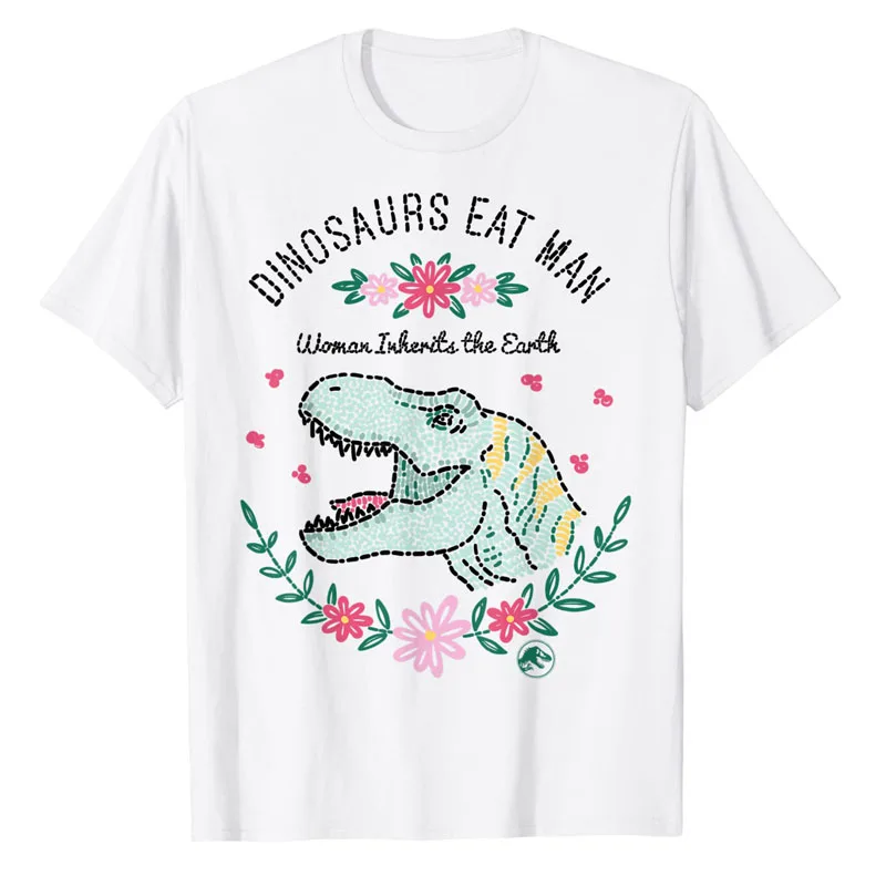 Jurassic Park Dinos Eat Man Women Inherit The Earth T-Shirt Flower Print Graphic Tee Gift Y2k Top Short Sleeve Aesthetic Clothes