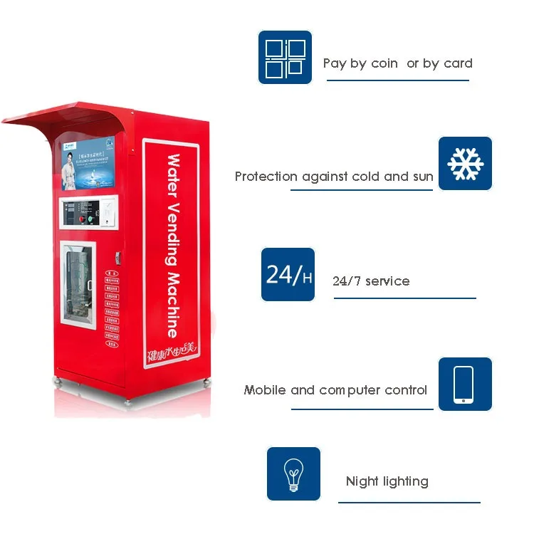 Distributore automatico di acqua alcalina purificata ro ad osmosi inversa a gettoni 400GDP
