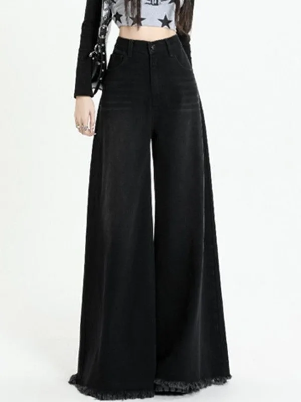 

Loose Wide Leg Jeans Bell Bottoms Vintage Wash Men Women plus Size Casual Long Trousers Straight Tube Jeans American Style