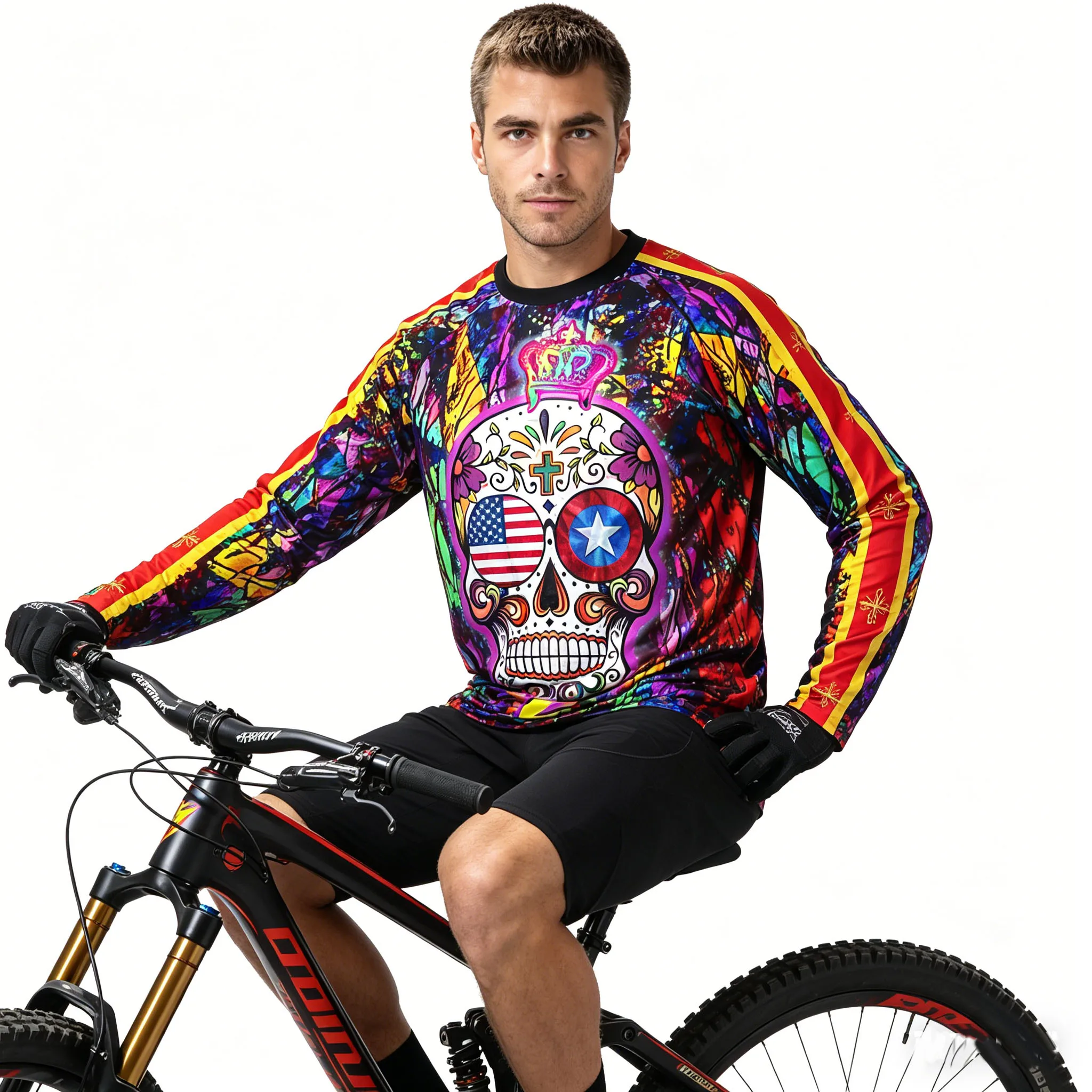 

Motocross Shirt, MTB, Monster Downhill Cycling Jersey, Skull Bicycle Wear, Ghost MX Off Road Mountain Sports Ride, USA Top