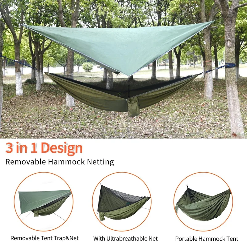 2-in-1 Camping Hammock Tent with RainFly, Portable Sleeping Hammock Camping Bag