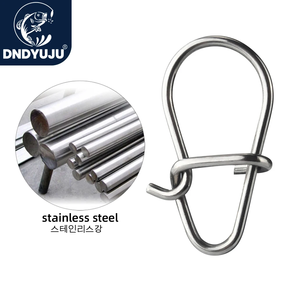 DNDYUJU 100-200pcs Gourd Type Stainless Steel Hook Swivel Solid Rings Safety Snaps Fast Clip Lock Snap Connector Fishing Tackle