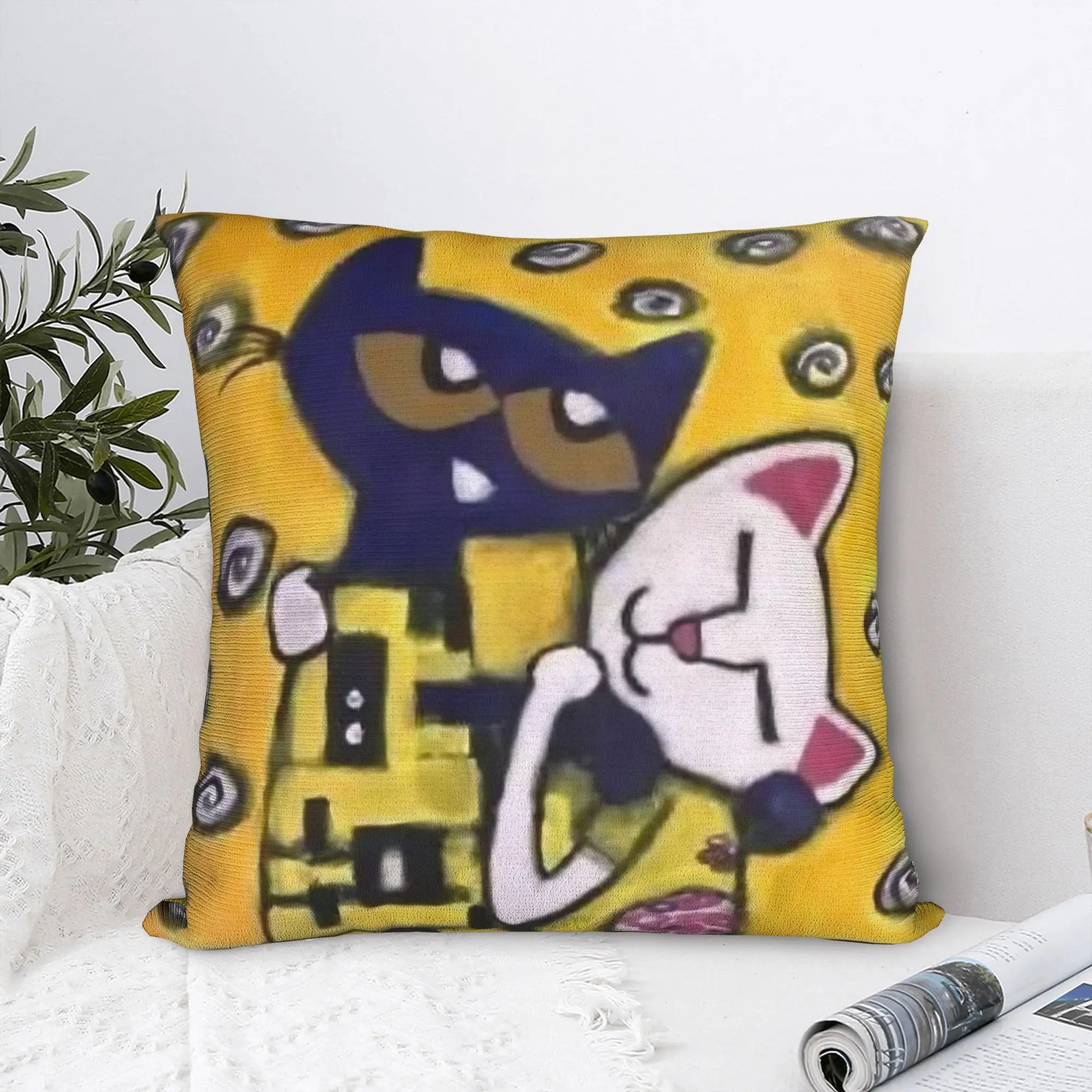 Pete The Cat Sweet Couple Square Pillow Cases  Cushion Cover Awesome Polyester Decorative Pillowcover for Car 40x40cm