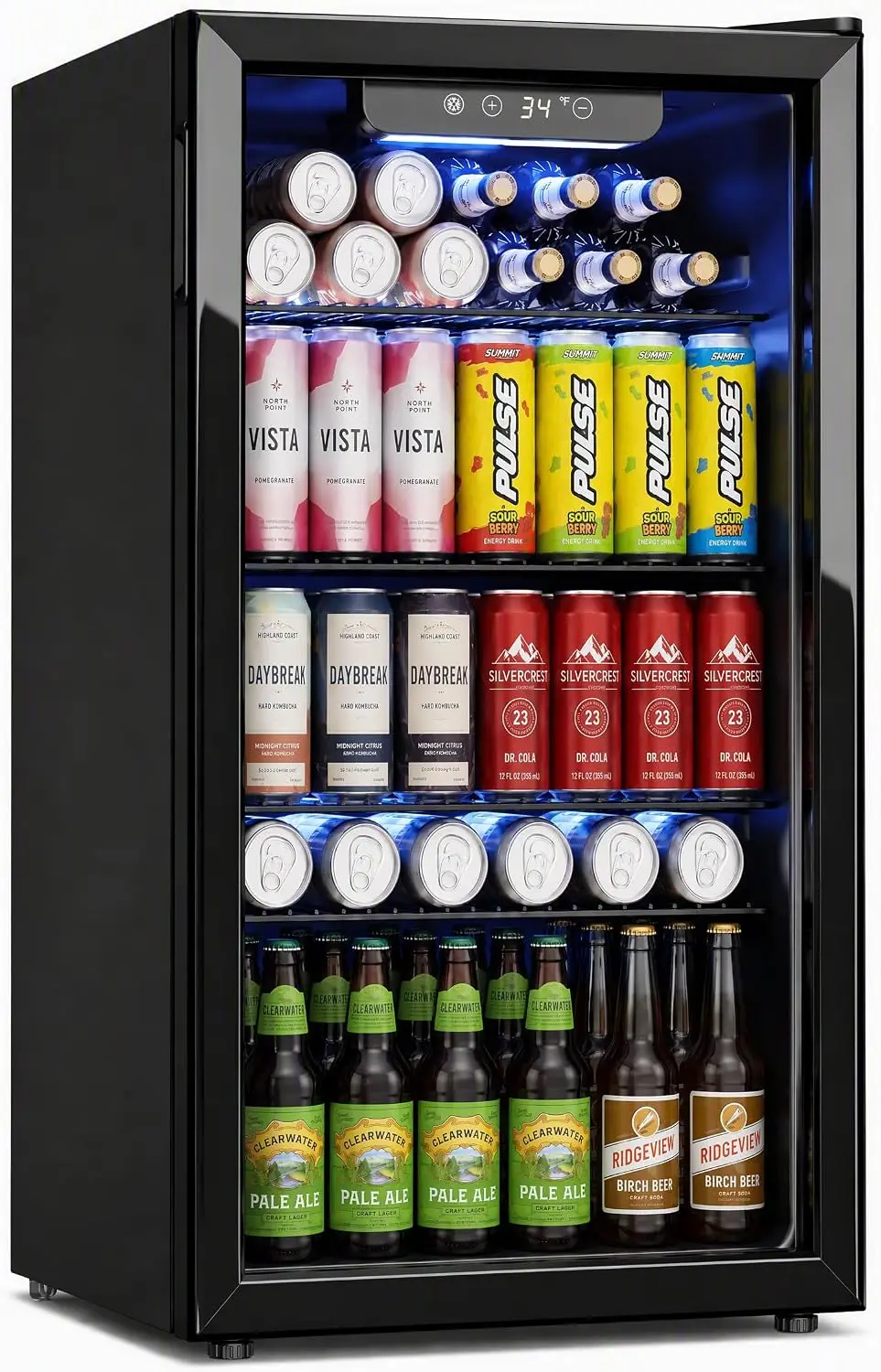 Beverage Refrigerator Mini Fridge, 3.2 Cu. Ft. Capacity, Holds 126 Cans, New, Black