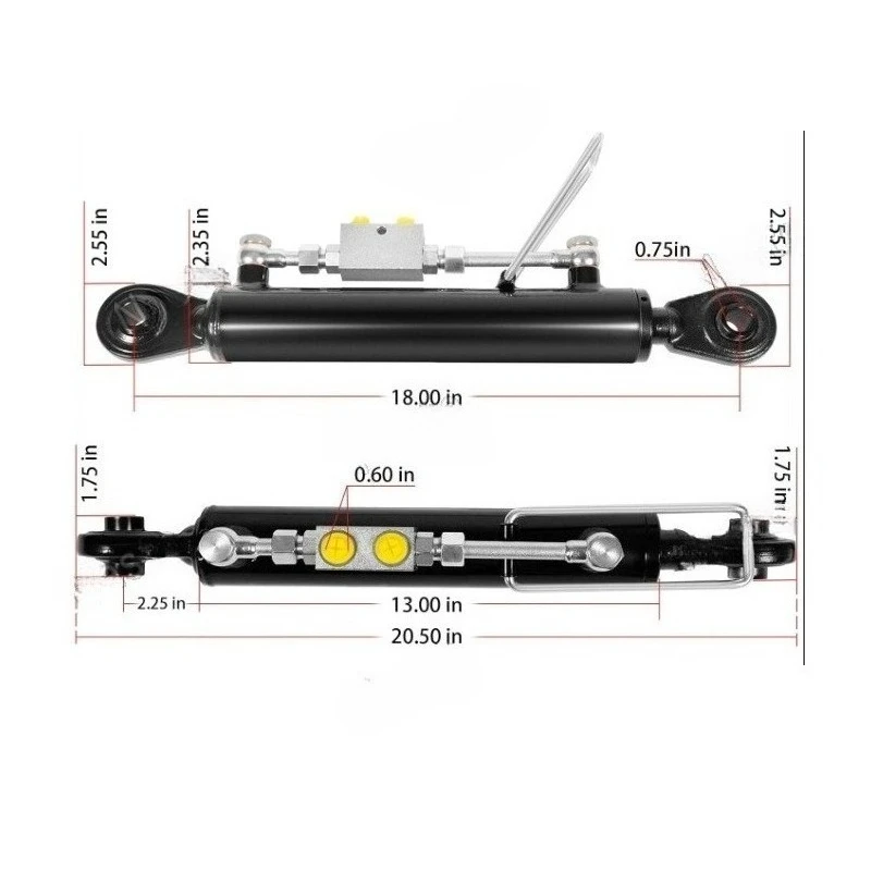 Two-Way Check Valve Hydraulic Cylinder SPH320033 Hydraulic Top Link Cat. 1-1 with Locking Block 20 7/8” - 31 7/8” with 2 x Hose