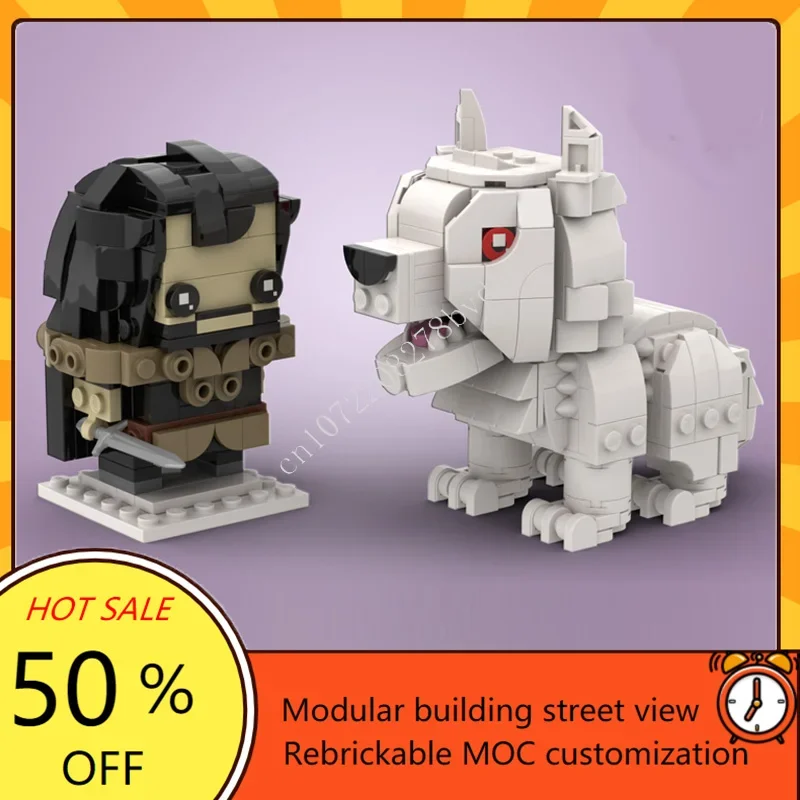 

442 шт. DIY Jon Snow & Ghost на заказ головоломка в сборе, набор игрушек, классические мультяшные фигурки, набор Architecture MOC, рождественский комплект для детей в возрасте