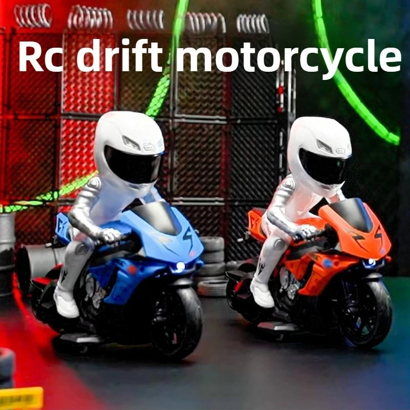 RC Car High Speed Stunt Off-road Metal Motorcycle Electric Remote Control Model Drift Motorcycle with Light Sound Toy Gift