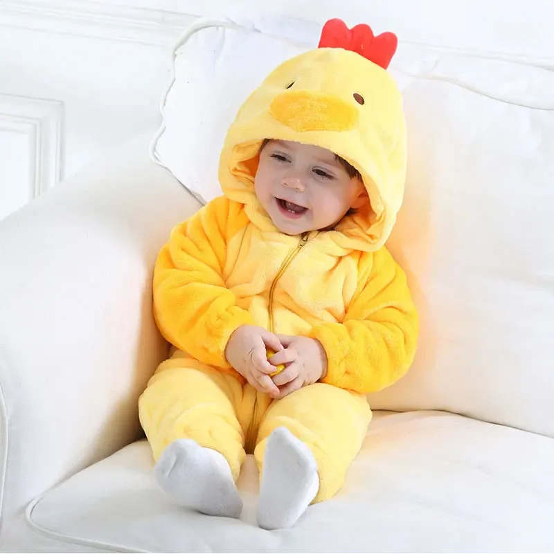 Kleinkind Kleinkind gelbes Küken Kostüm Kigurumi für Jungen Jungen Mädchen Bodysuit Overall Stram pler Flanell bequem