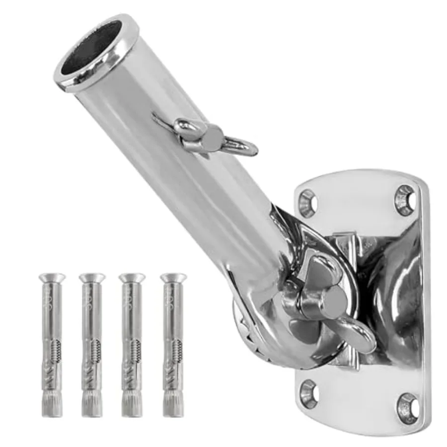 

316 Stainless Steel Flag Pole Holder, 180° Adjustable Flag Pole Bracket for 1" Flagpole, Heavy Duty Flag Pole Holder for Outsid