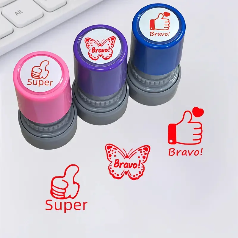 SUPER STAMPS  Funny Butterfly Seal Stamp Self-Inking Printing Kids Stamp Creative Novetly Face Memes Seal Clear Stamps