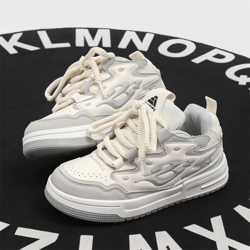 

Мужская обувь Ins Trbottomy Shoes Preppy контрастного цвета Streamer Серые повседневные кроссовки на толстой подошве Нишевый оригинальный куп