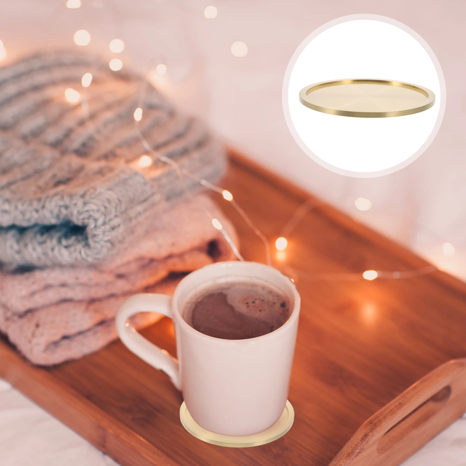 

Copper Coaster Lightweight Tea Cup Storage Tray Modern Saucers For Office Home Coffee Mug Holder Mat