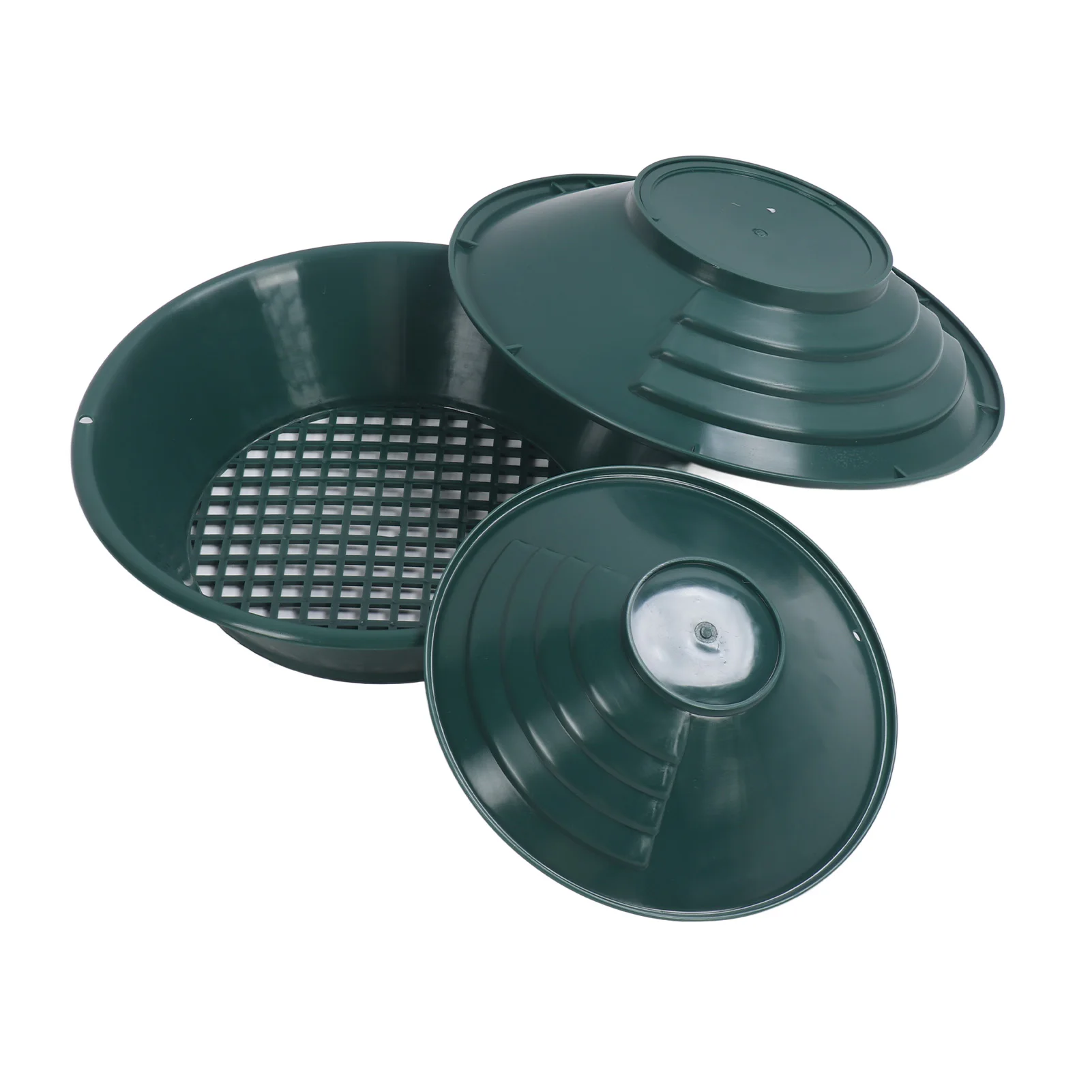 3PCS Gold Panning Pan ABS Plastic Gold Washing Pan Kit Hand Operated Round Gold Dredging Prospecting Tools