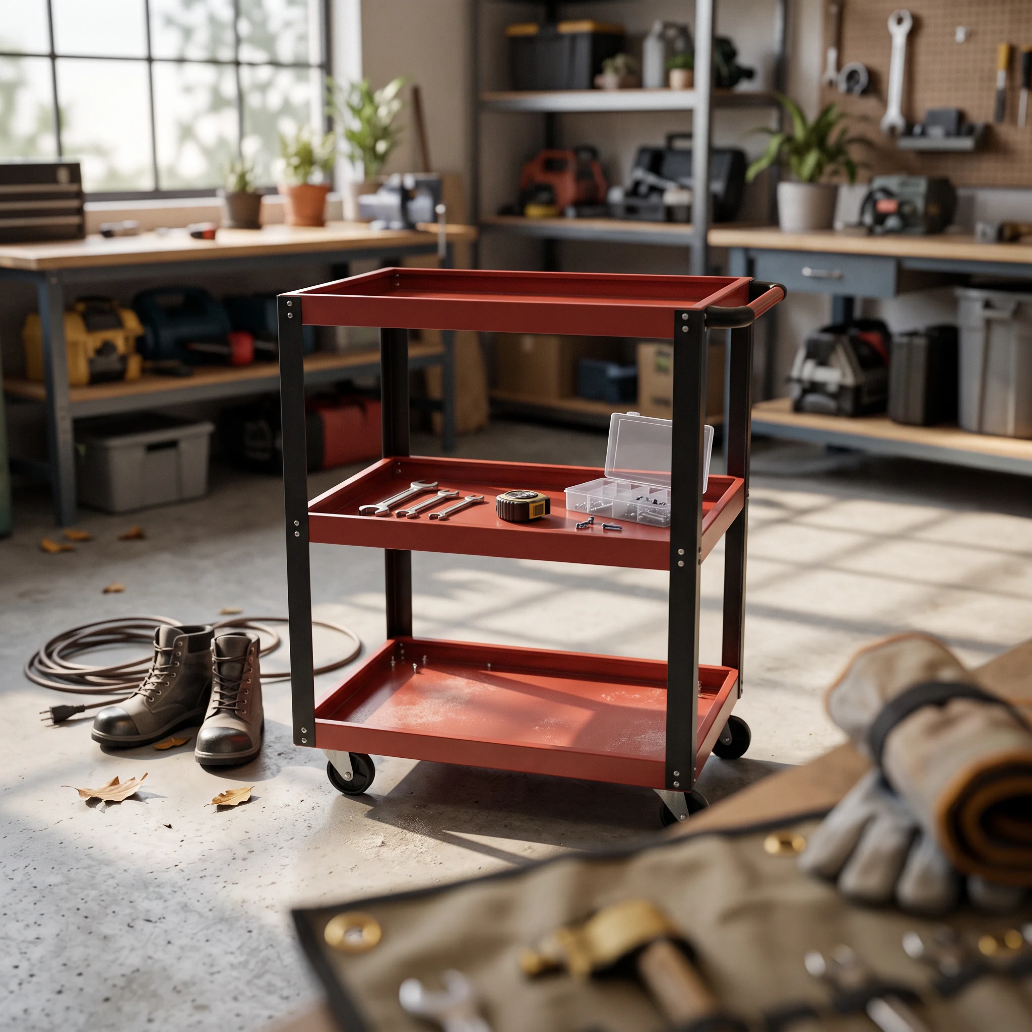 Rolling Tool Cart Heavy-Duty Mobile Storage Cart Versatile Secure for Mechanics, Garage, Workshop