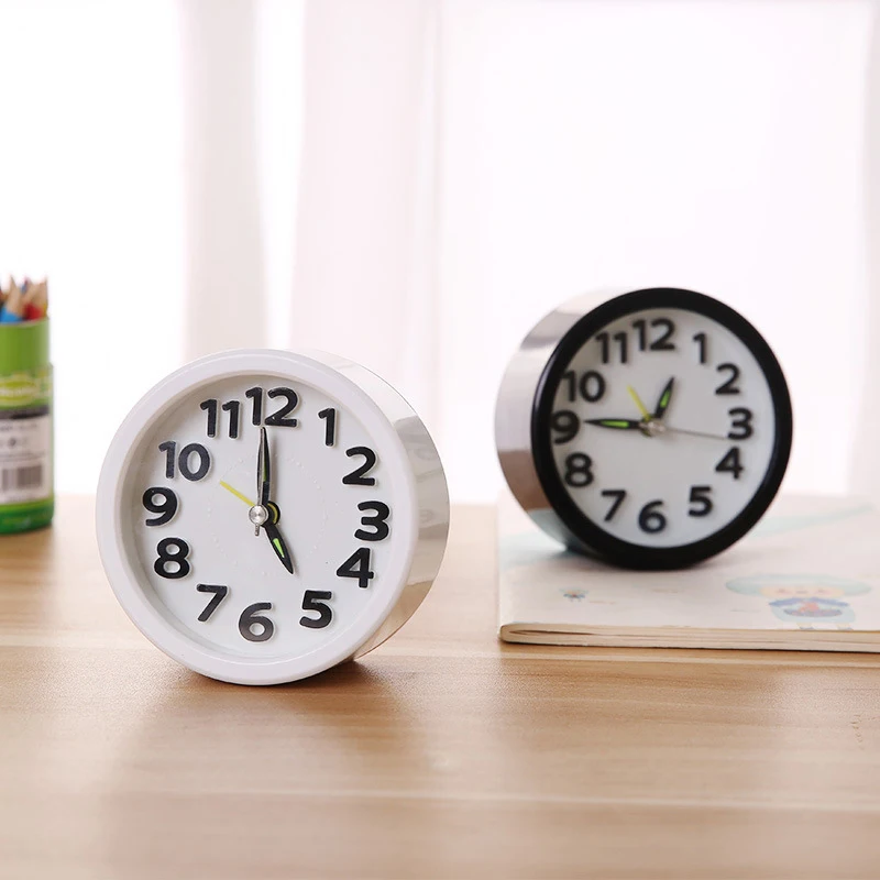 Square Round Alarm Clock Small Silent Table Alarm Clock Wake Up Clock Battery Powered Portable Alarm Clock