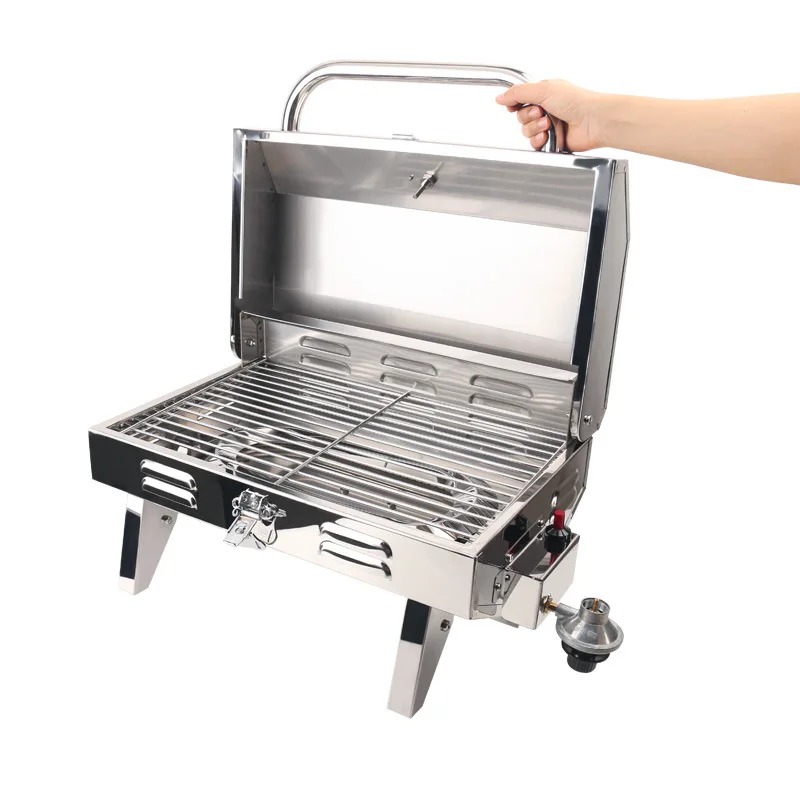 Yacht Stainless Steel Outdoor Boat  Gas Cassette with Rod Holder Rod Insertion Marine Grill