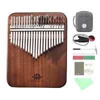 Hluru Professional 21 Key Walnut Borad Kalimba Thumb Piano Finger Piano for Beginner Solid Wood Mbira with Case